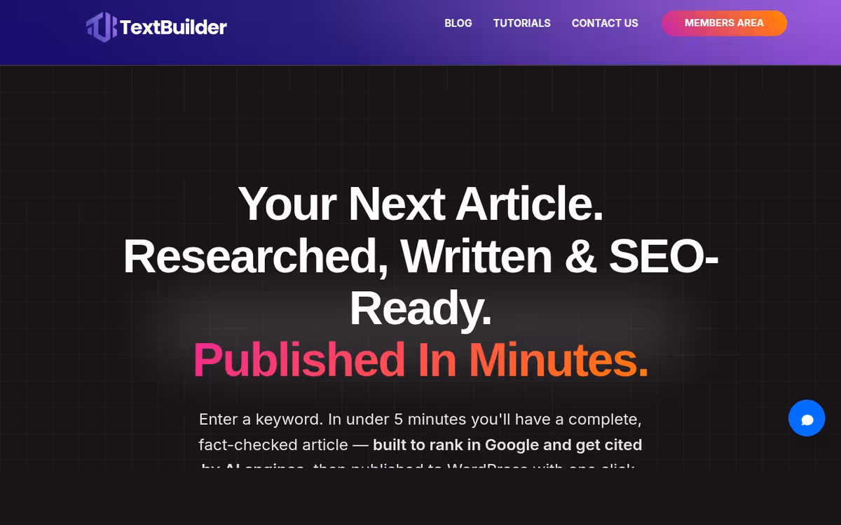 TextBuilder.ai homepage screenshot