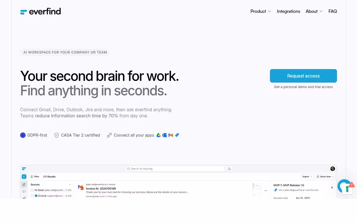 everfind homepage screenshot