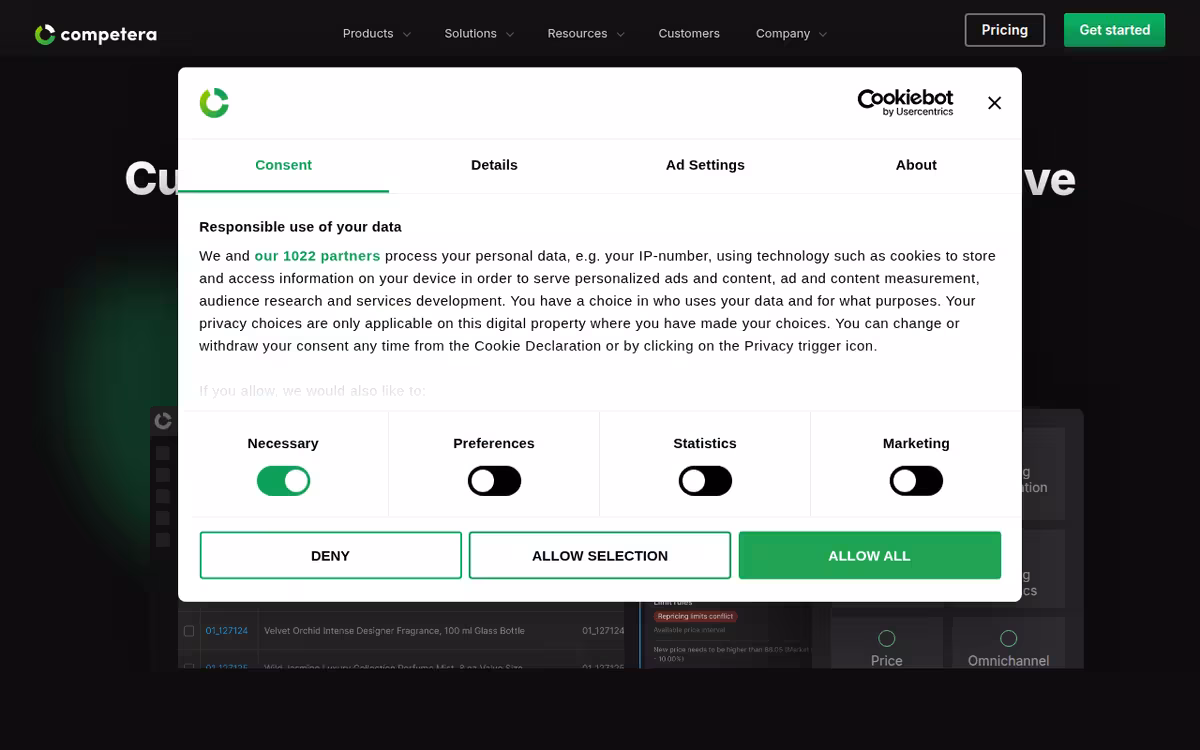 Competera homepage screenshot