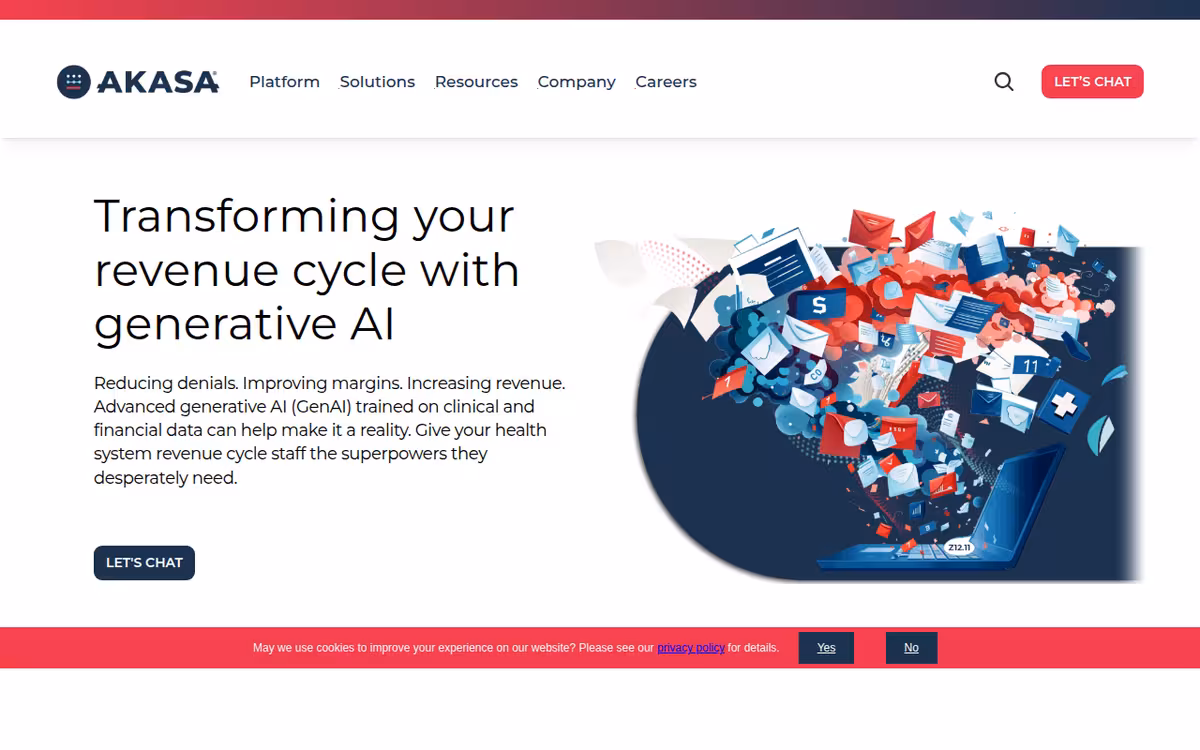 Akasa homepage screenshot