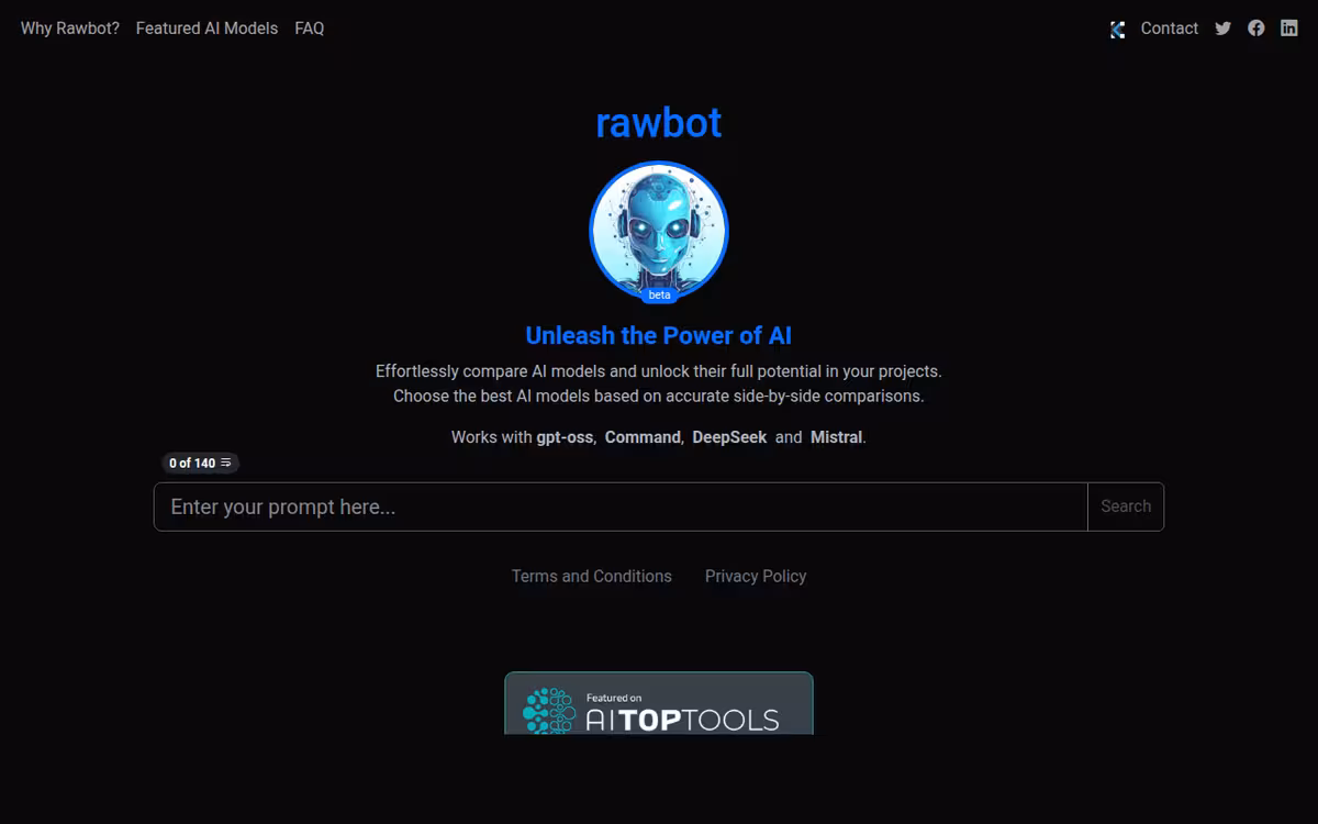 Rawbot homepage screenshot