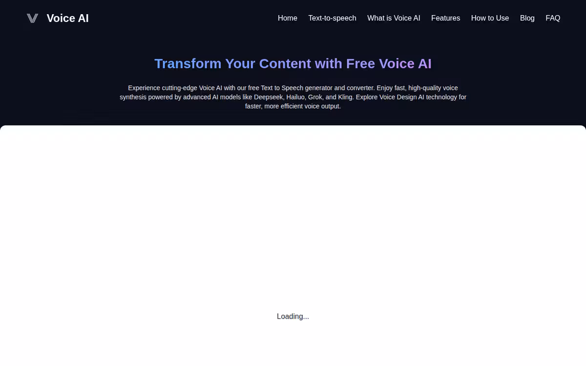 Voice Design AI homepage screenshot