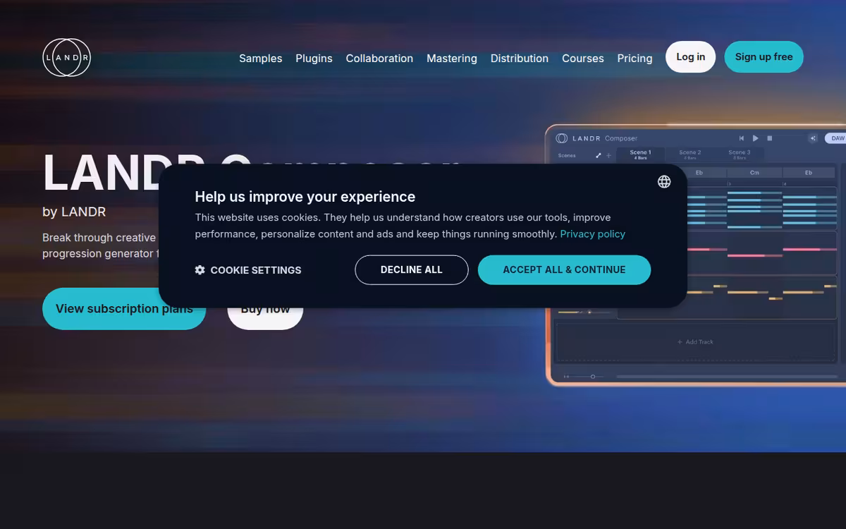 Orb Composer homepage screenshot
