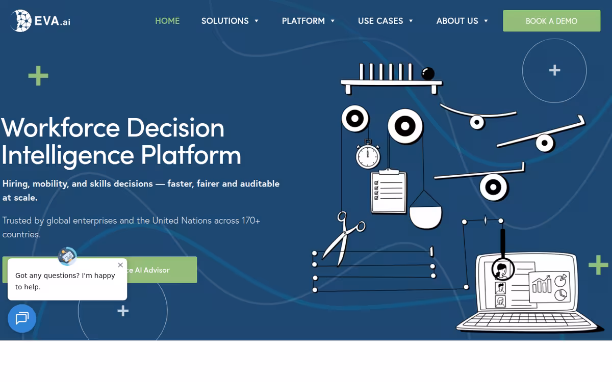 EvaAI homepage screenshot