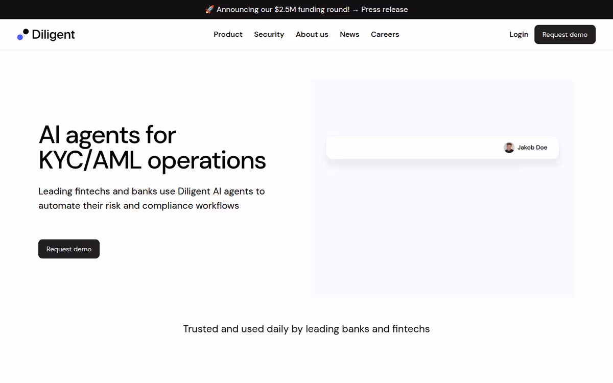 Diligent homepage screenshot