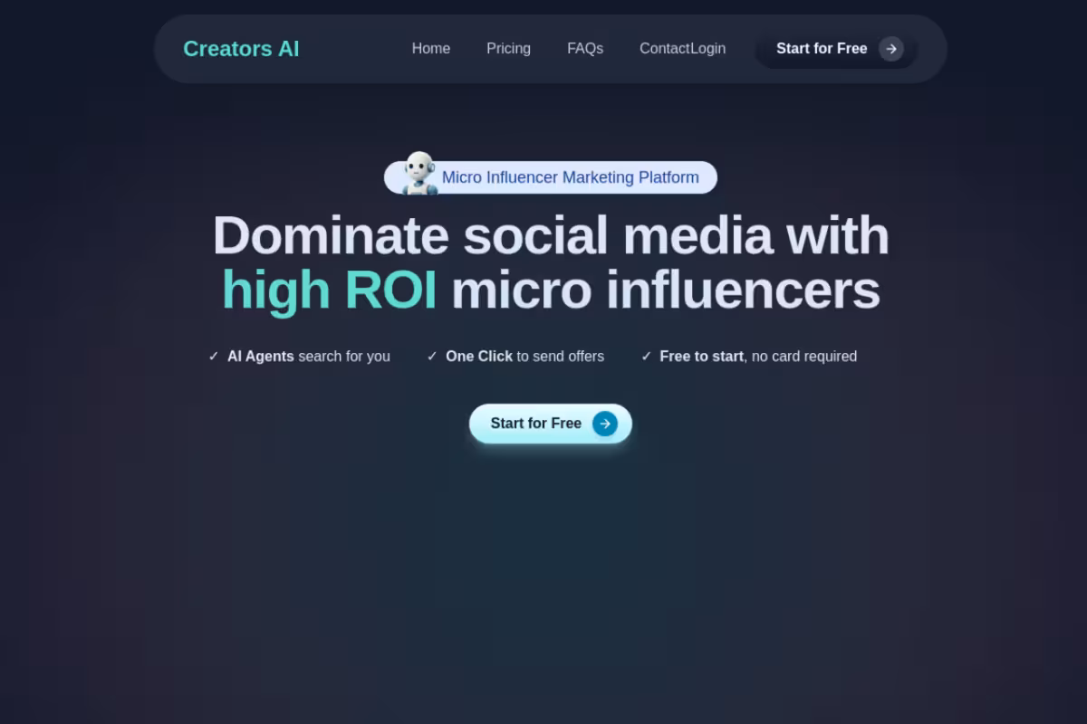 Creators AI homepage screenshot