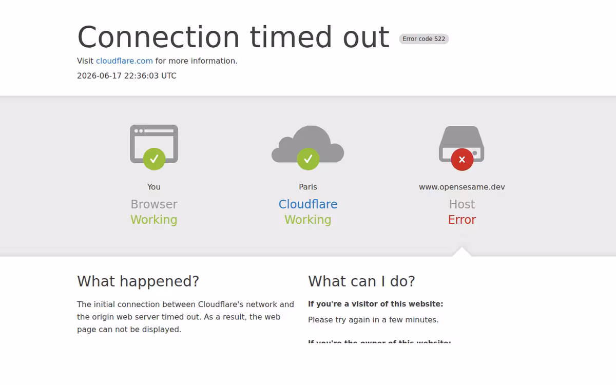 OpenSesame homepage screenshot