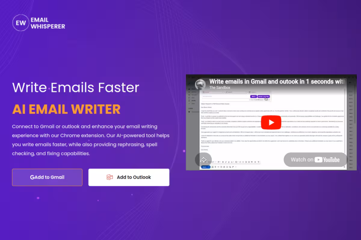 Email Whisperer homepage screenshot