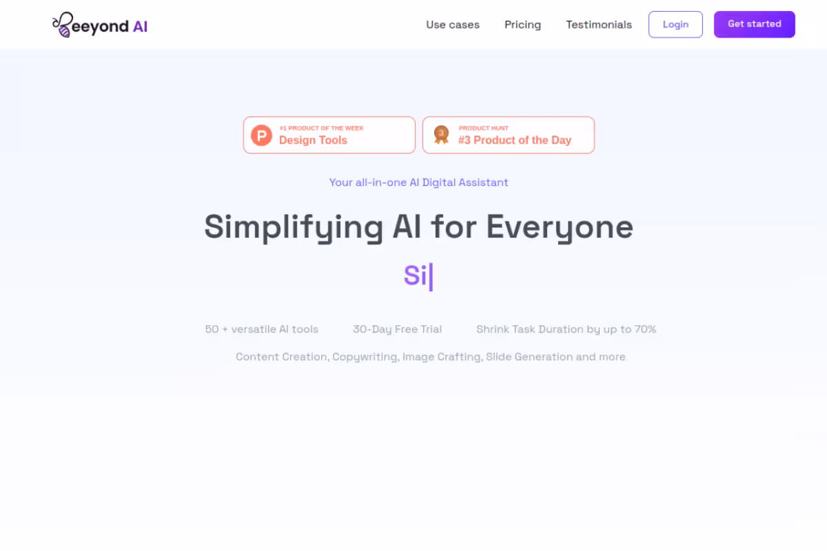 Beeyond AI homepage screenshot