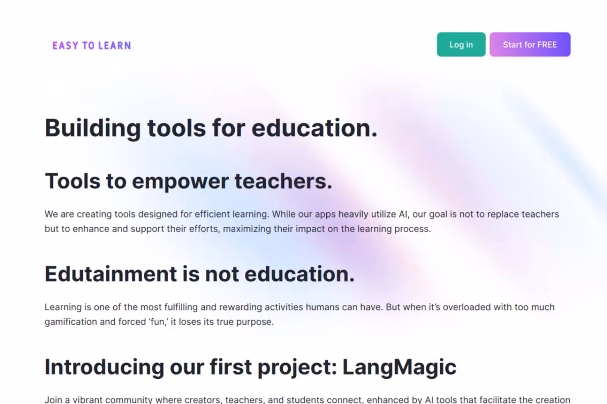 LangMagic homepage screenshot