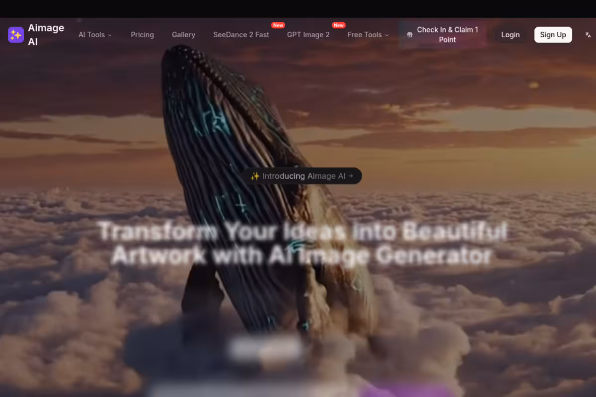 Aimage AI homepage screenshot