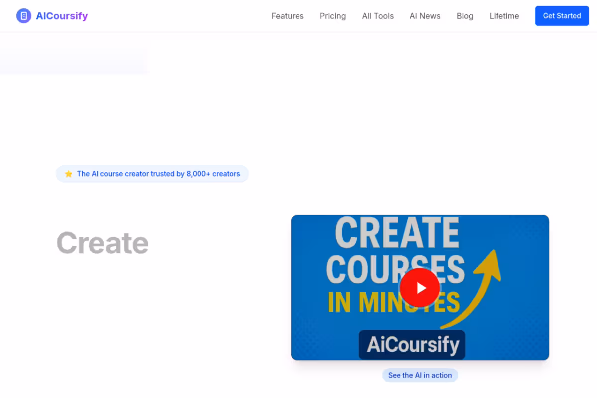 AiCoursify homepage screenshot