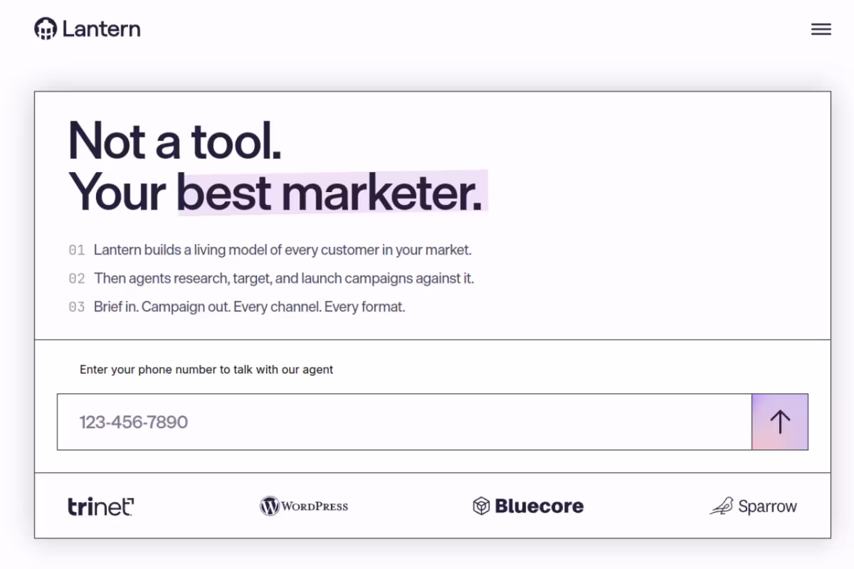 Lantern homepage screenshot