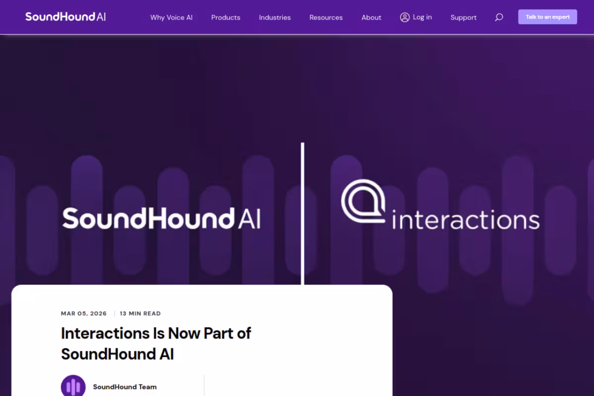 Interactions homepage screenshot