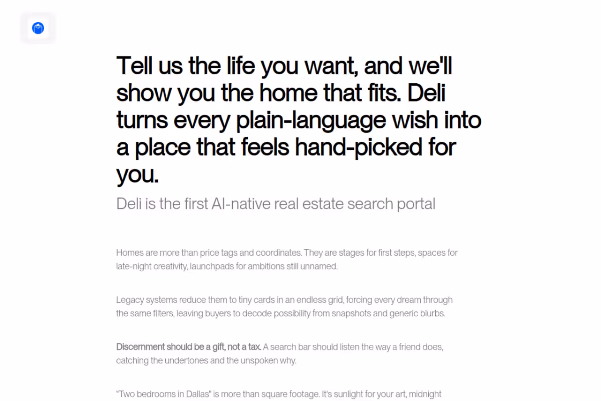 DELI homepage screenshot
