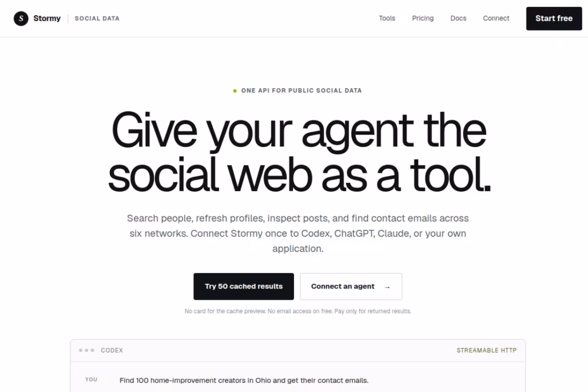 Stormy AI homepage screenshot