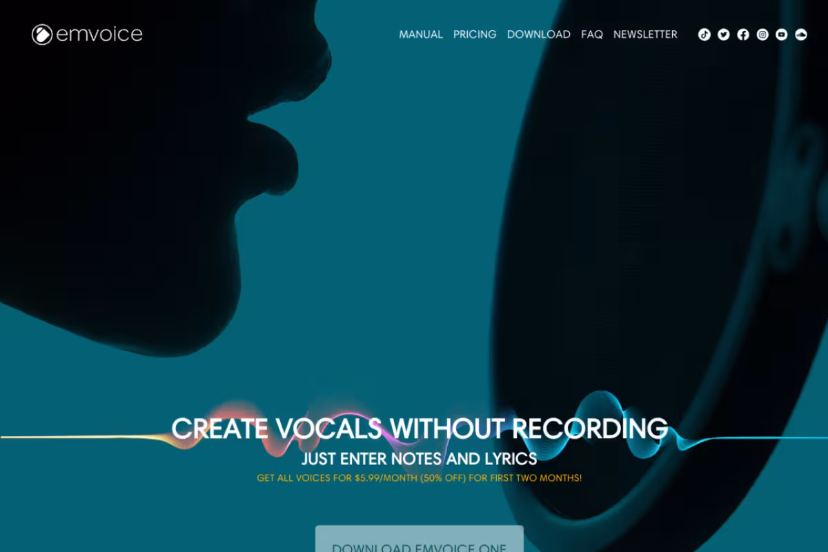 Emvoice homepage screenshot