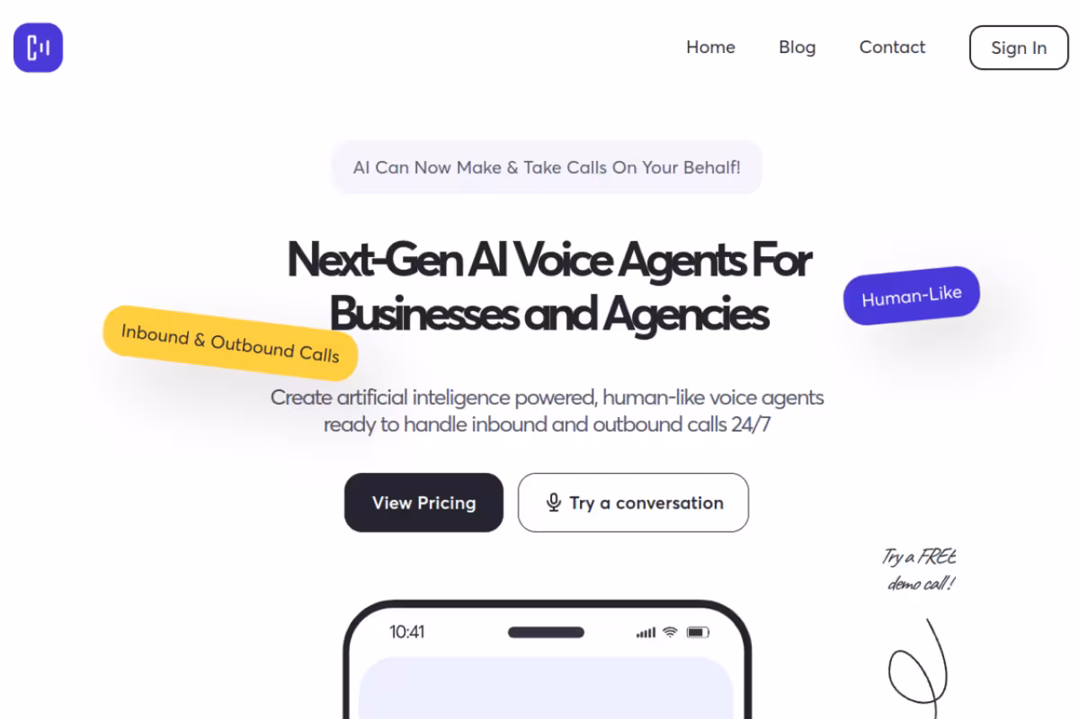 CallFluent homepage screenshot