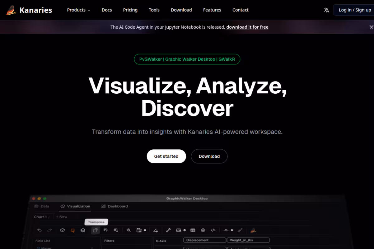 Kanaries homepage screenshot