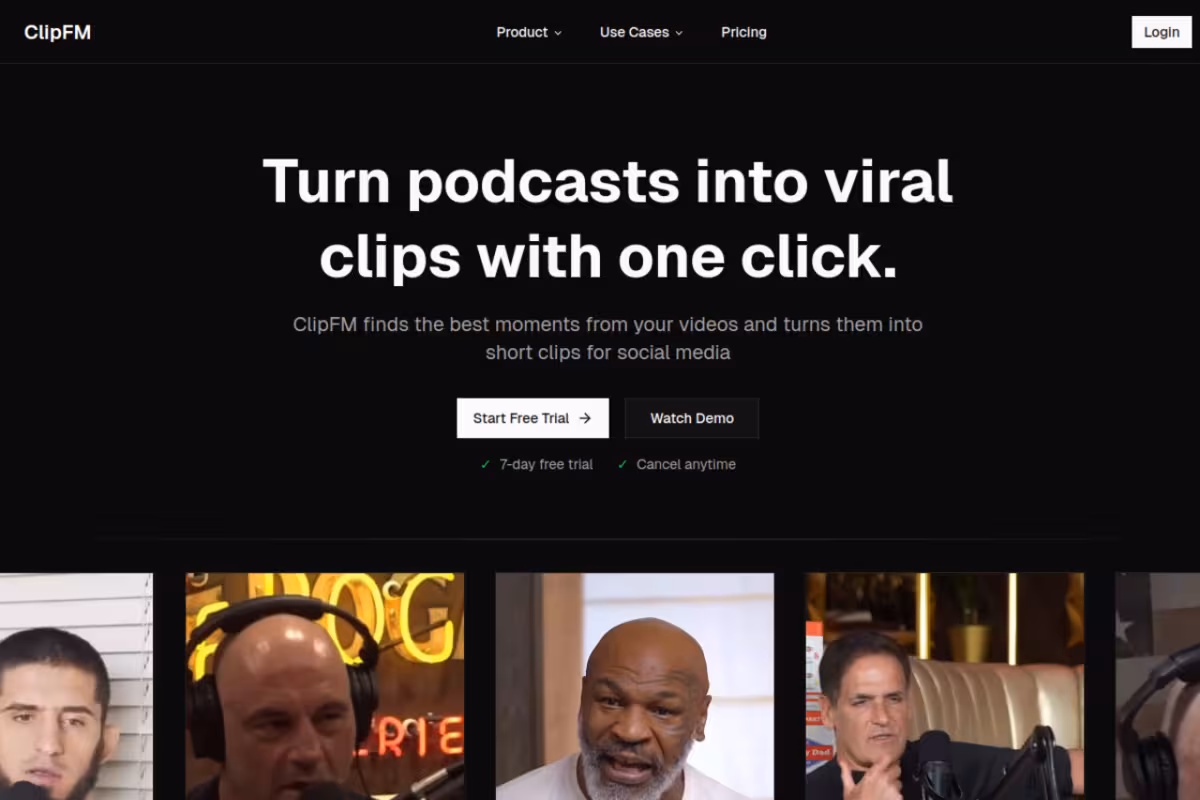 Clip FM homepage screenshot