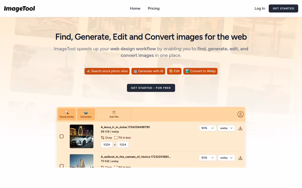 ImageTool homepage screenshot