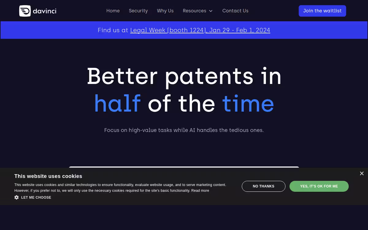 DavinciAI homepage screenshot