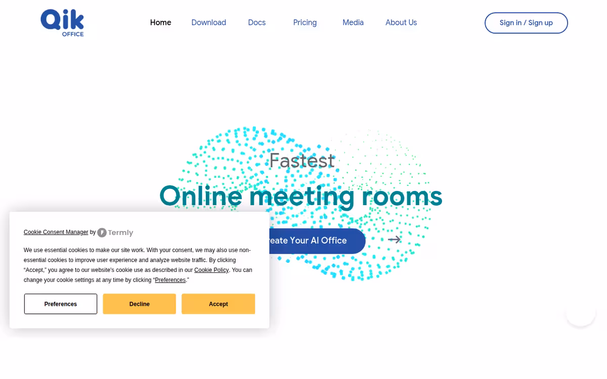 Qik Meeting homepage screenshot