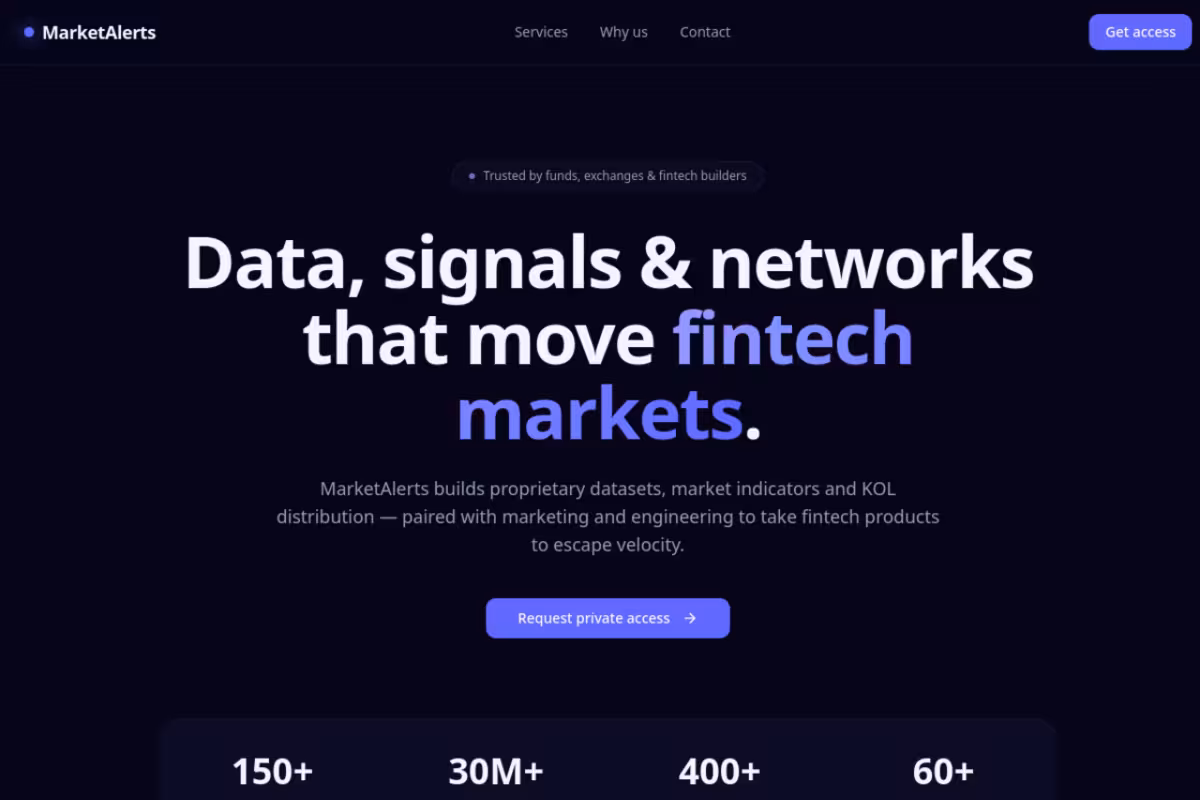 MarketAlerts.ai homepage screenshot
