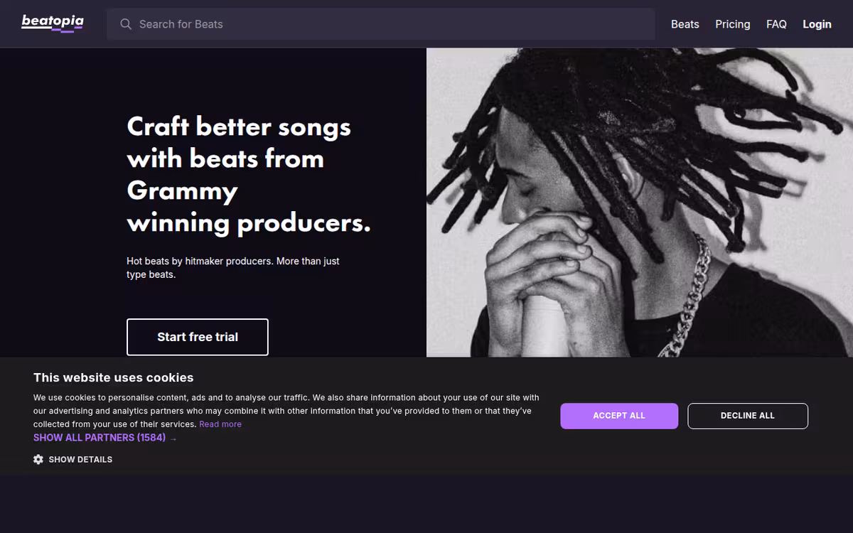 Beatopia homepage screenshot