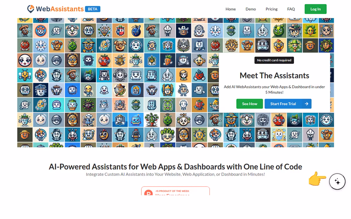 WebAssistants.ai homepage screenshot