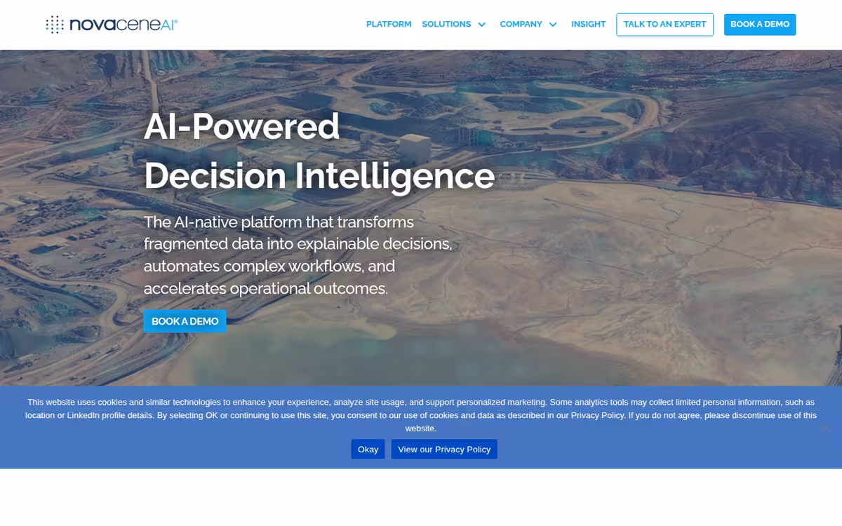 Novacene homepage screenshot