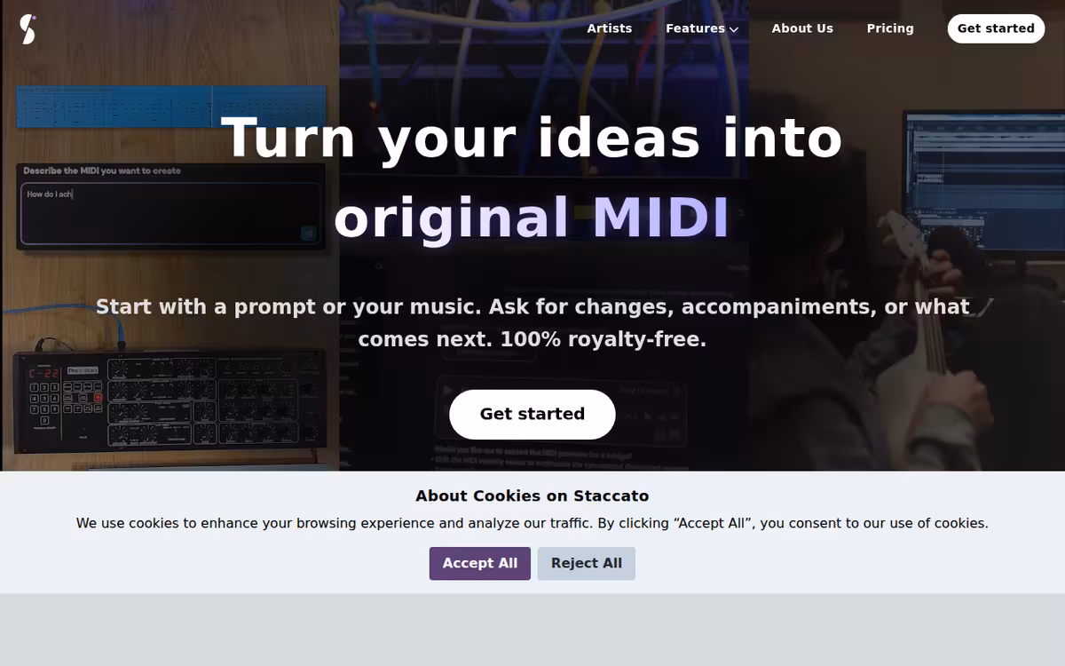Staccato homepage screenshot