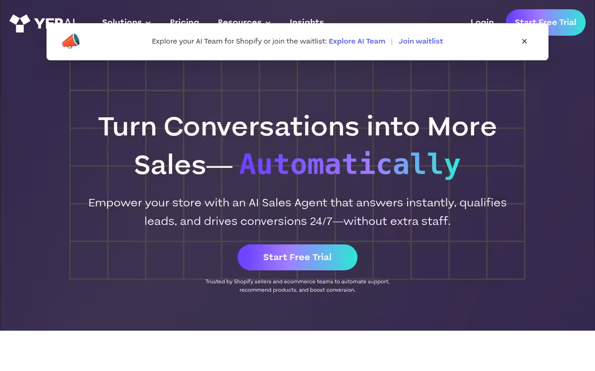 Yep AI homepage screenshot
