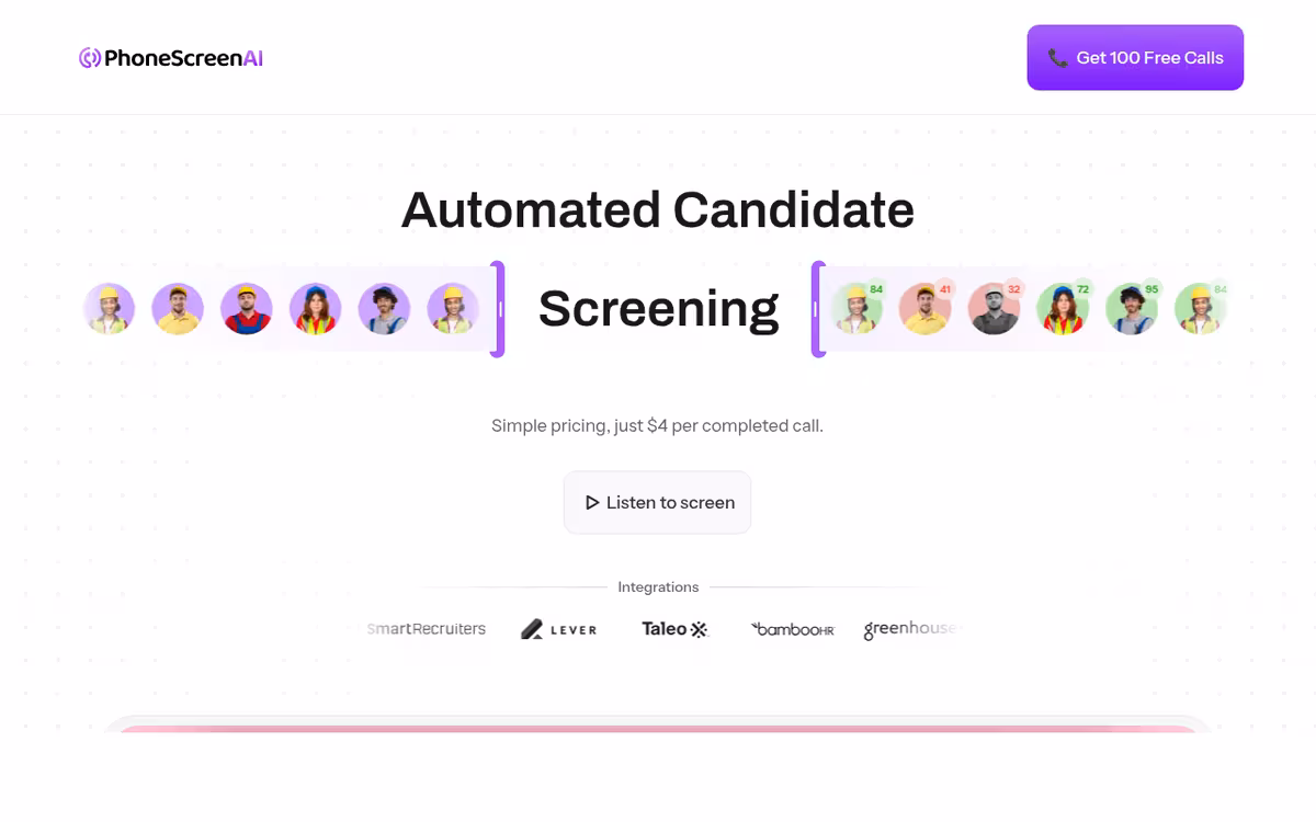 PhoneScreen homepage screenshot