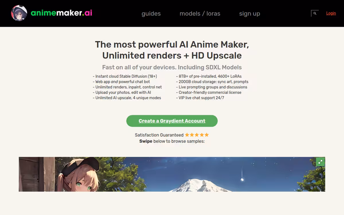 AnimeMakerAI homepage screenshot