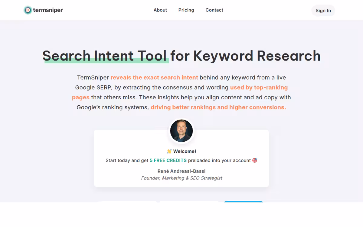 TermSniper homepage screenshot