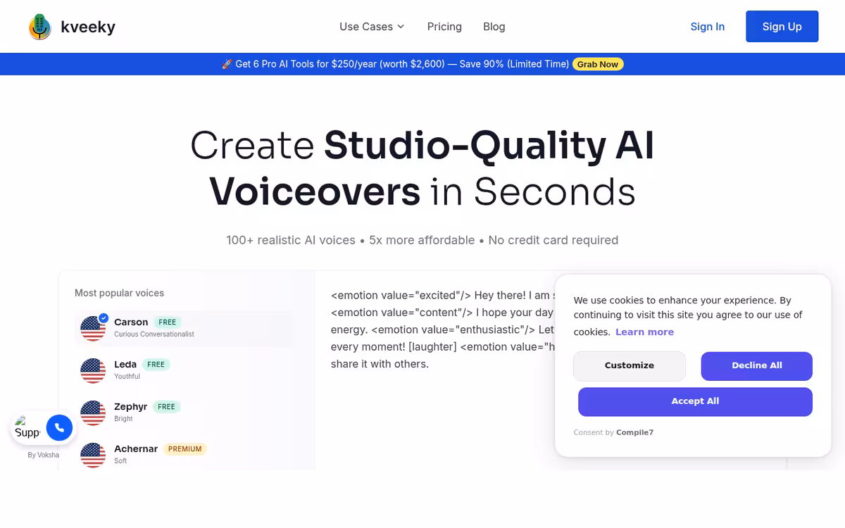 Kveeky homepage screenshot