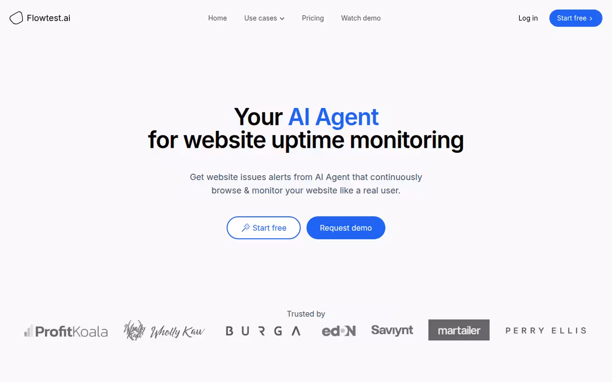 Flowtest homepage screenshot