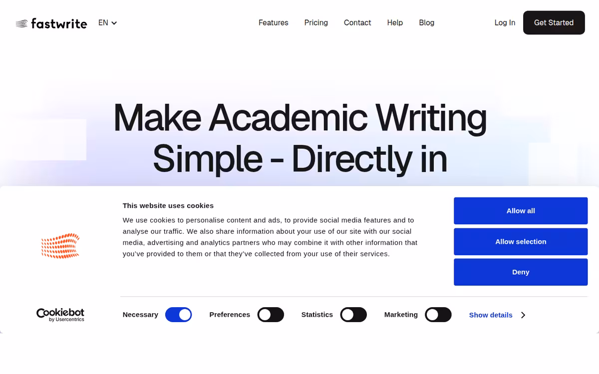 fastwrite.io homepage screenshot