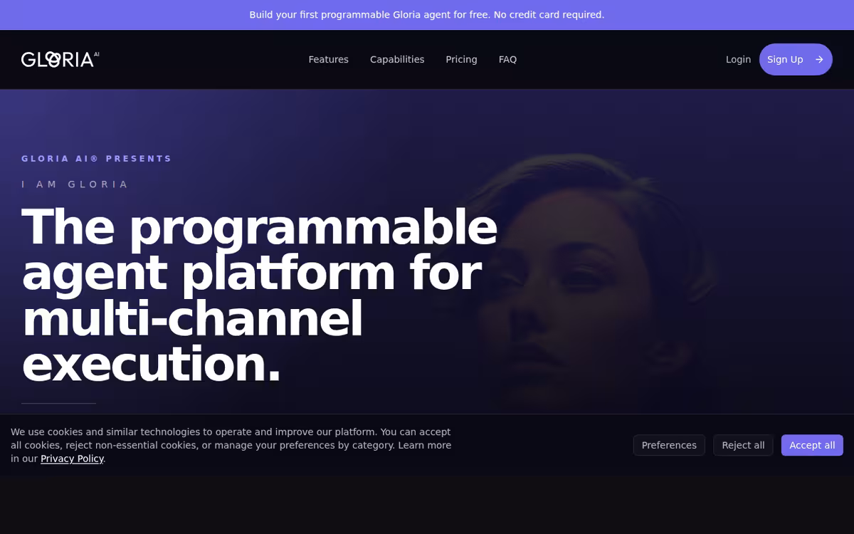 Gloria AI homepage screenshot