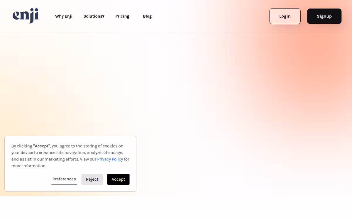 Enji homepage screenshot
