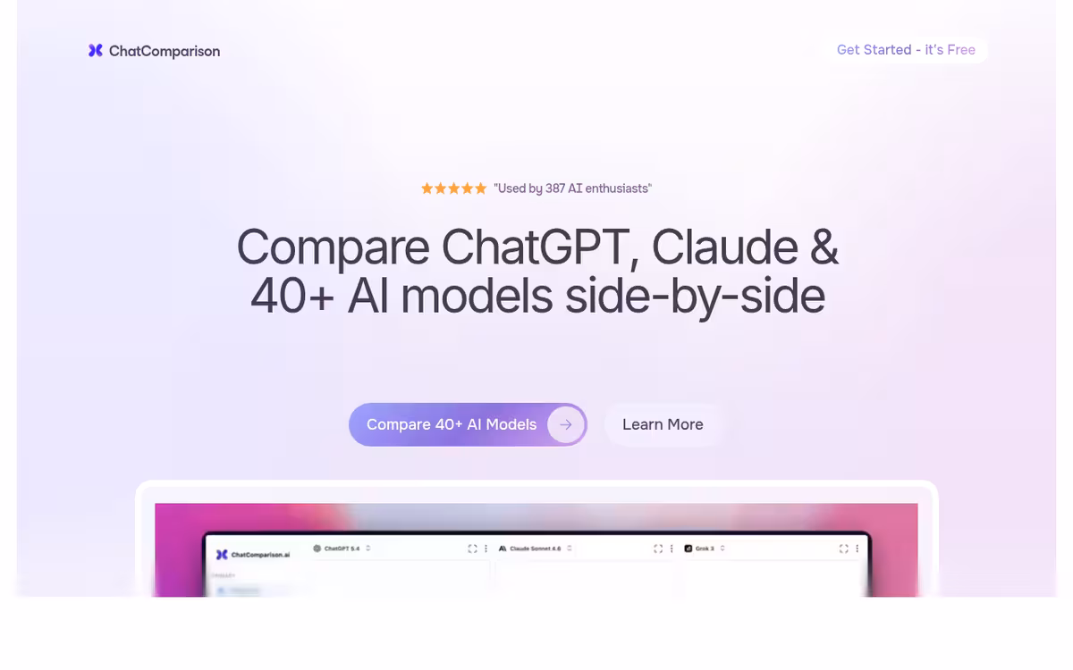 ChatComparison AI homepage screenshot
