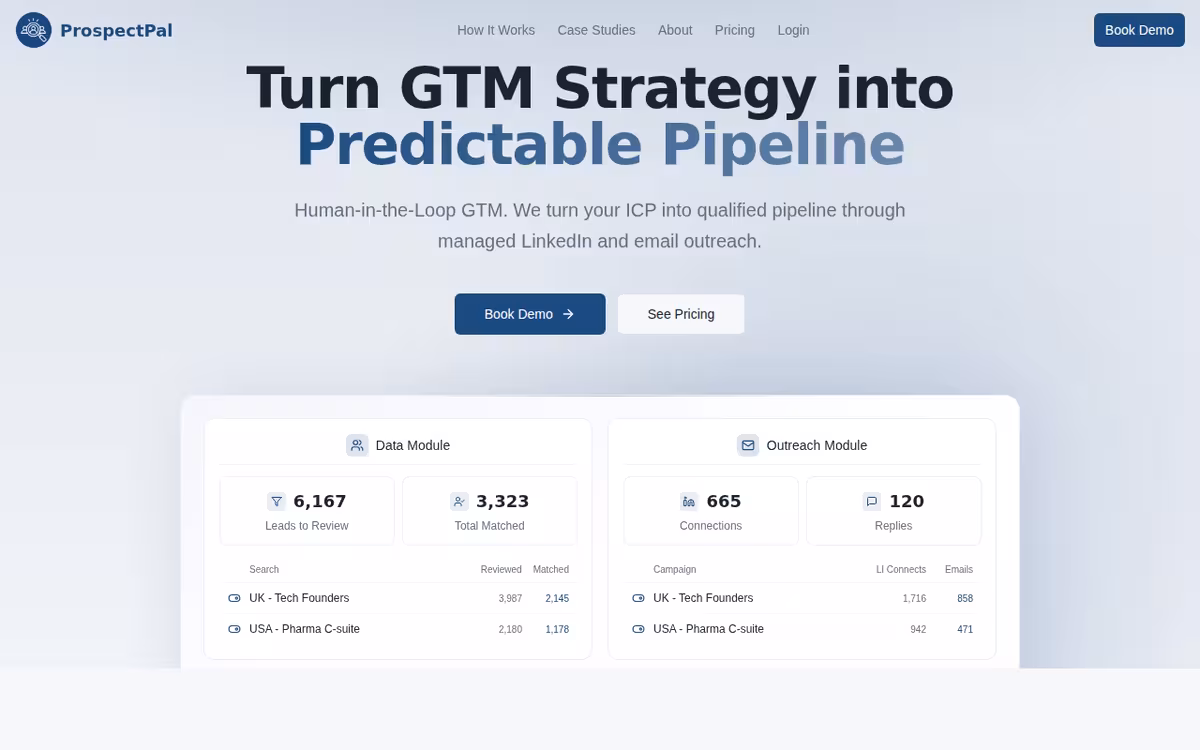 ProspectPal homepage screenshot