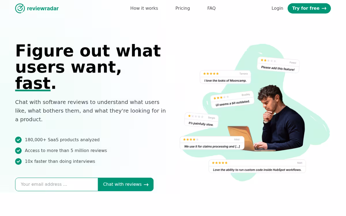 Review Radar homepage screenshot