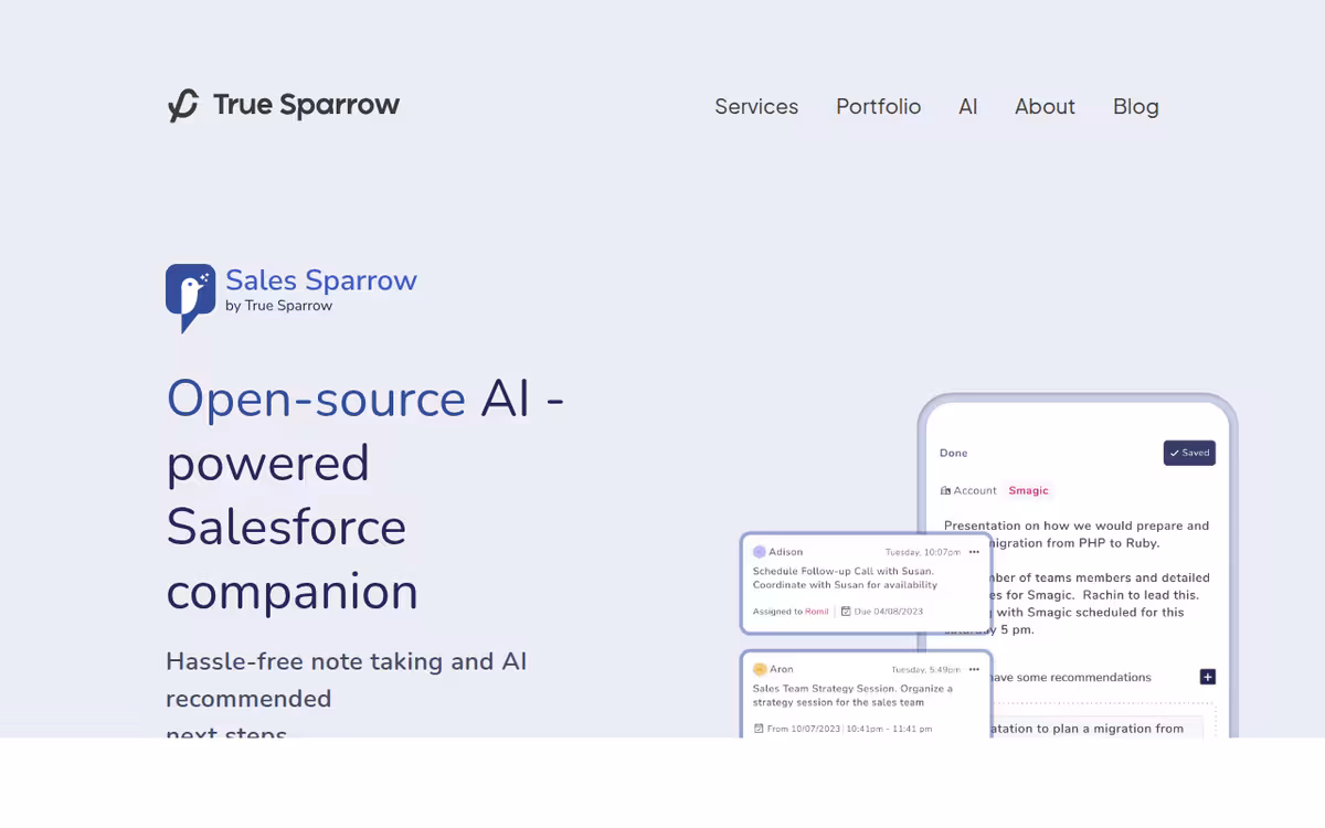 Sales Sparrow homepage screenshot