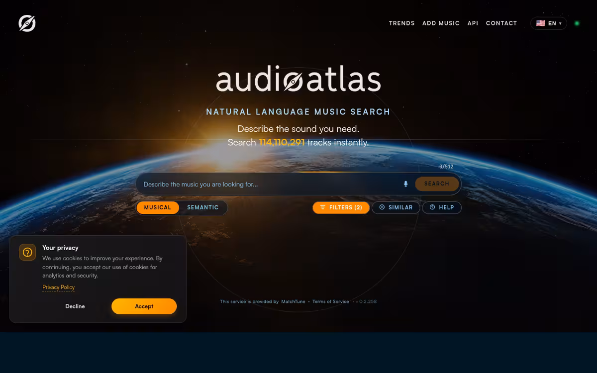 Audioatlas homepage screenshot