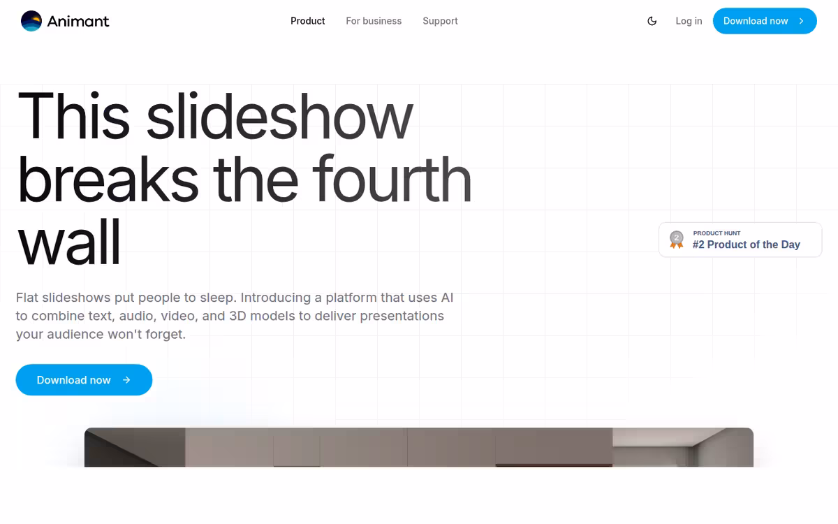 Animant homepage screenshot
