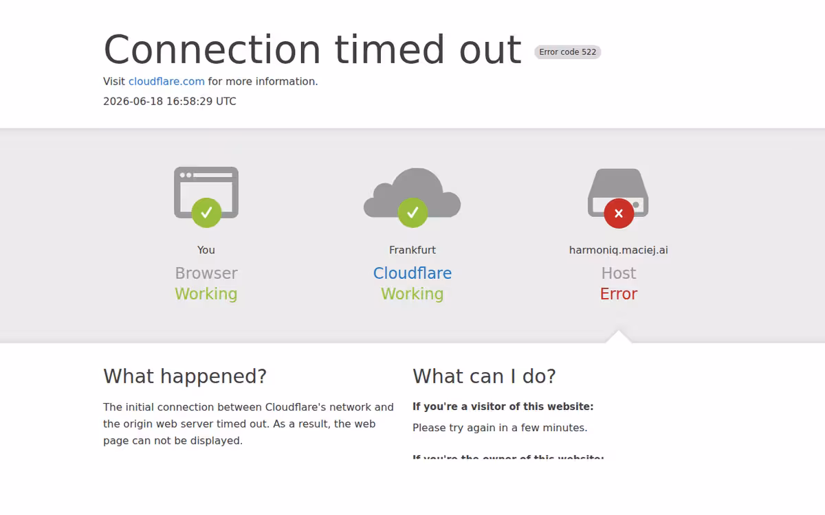 Harmoniq AI homepage screenshot