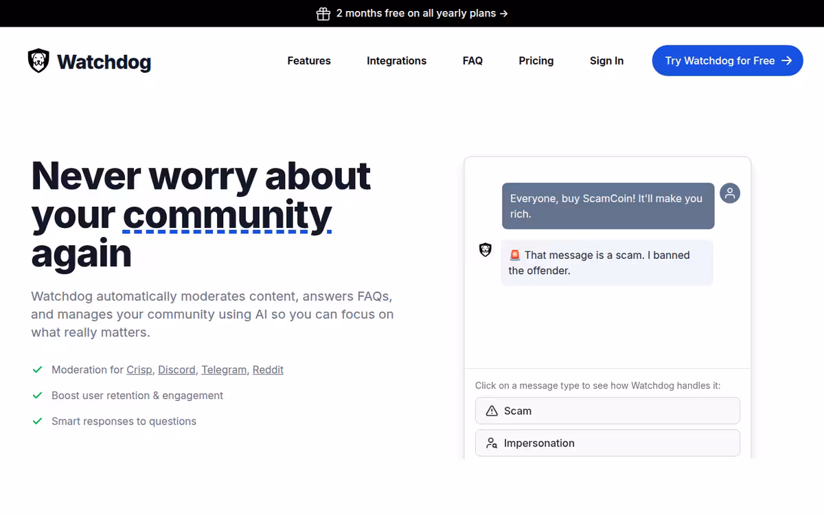 Watchdog.chat homepage screenshot