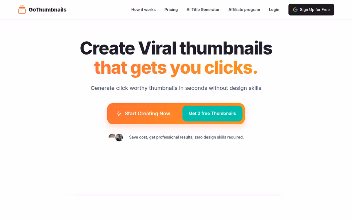 GoThumbnails homepage screenshot